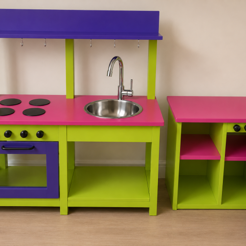Mud kitchen and storage cabinet